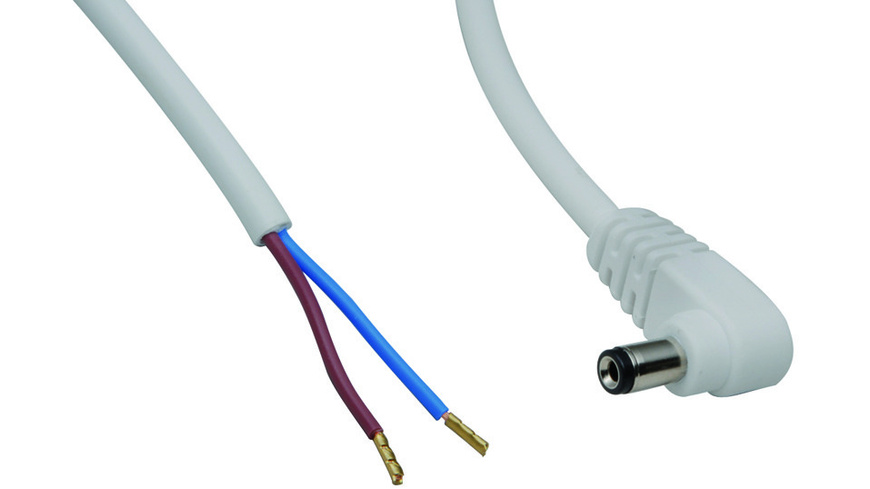 DC-Kabel 2 x 0-5 mm- mit DC-Winkelhohlstecker 2-1-5-5-9-5 mm- 2 m- weiss unter Bauteile / Komponenten